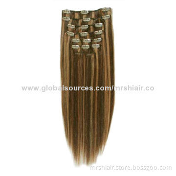 24-inch mixed Color silky straight Indian clip-in hair extensions
